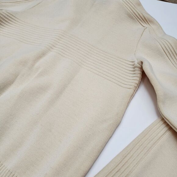 Vintage Demetre Beige 100% Virgin Wool 1/2 Zip Sweater Size M - Picture 7 of 10